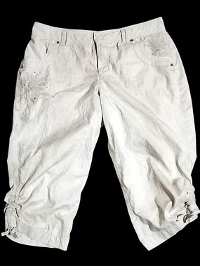 White Casual Crop Pants